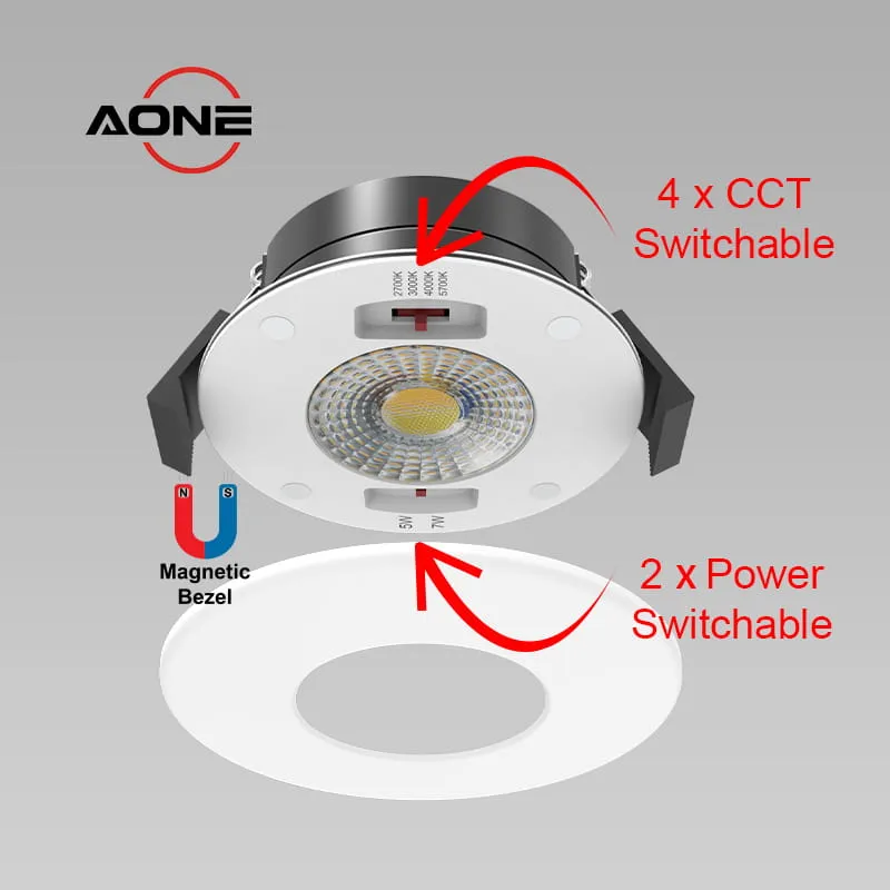 ultra slim Dimmable Front 4CCT Power Changeable Fire Rated Downlight 5