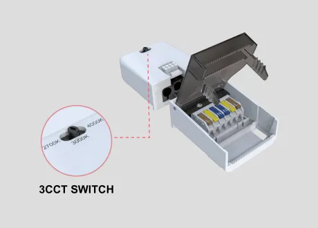Fast installation via Loop in/out terminal CCT Dip switch, Plug-and-play driver reduces installation time by 50%.