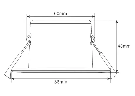 downlight diameter 88mm, cutout 60mm, height 48mm