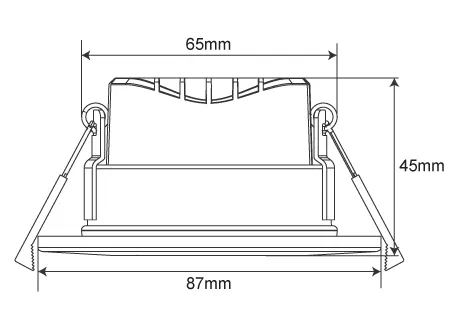 downlight diameter 87mm, cutout 68mm, height 45mm