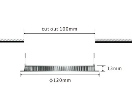 downlight Diameter 120 x Height 13mm, cut out 100mm