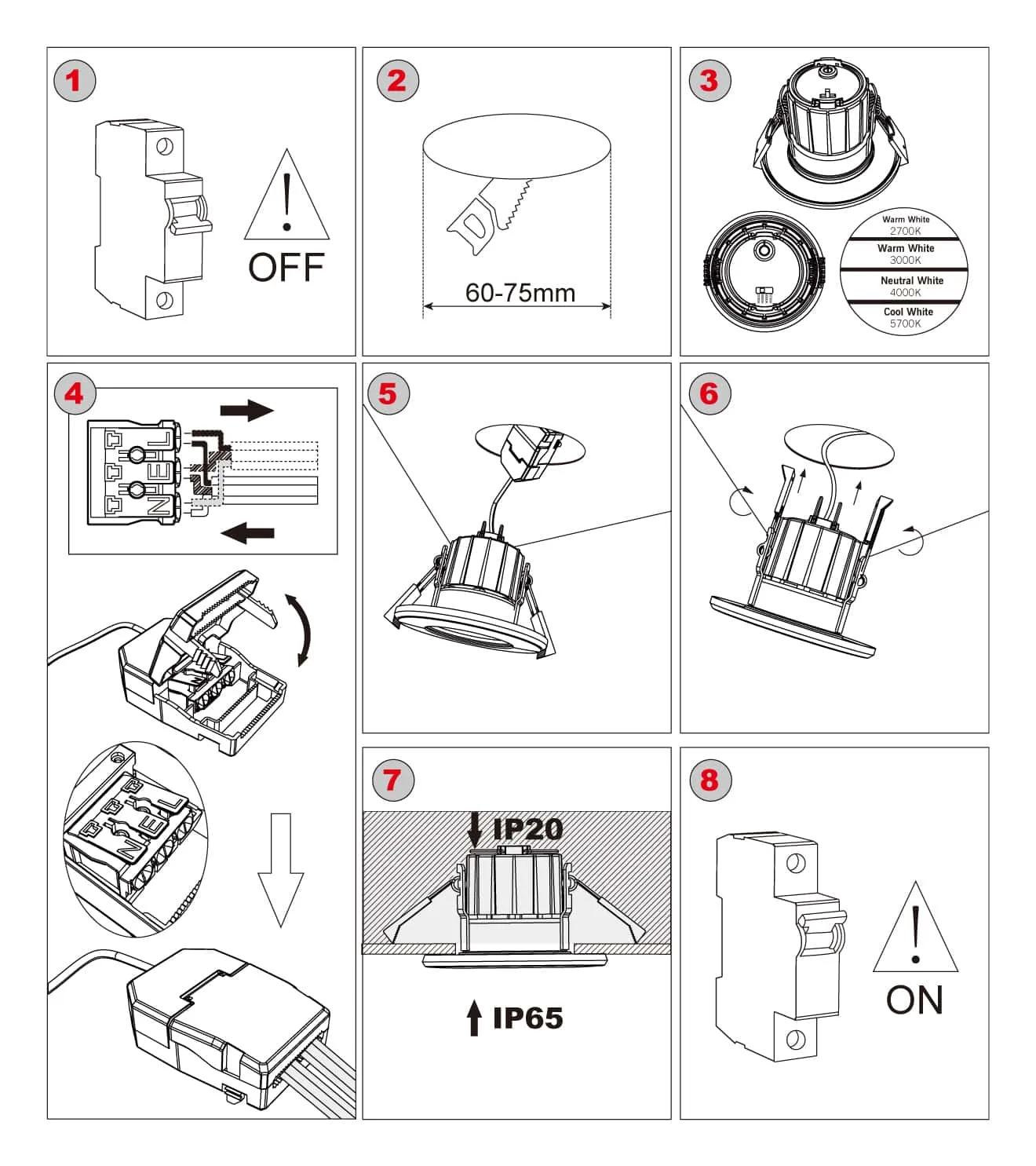 downlight/spolight installation steps