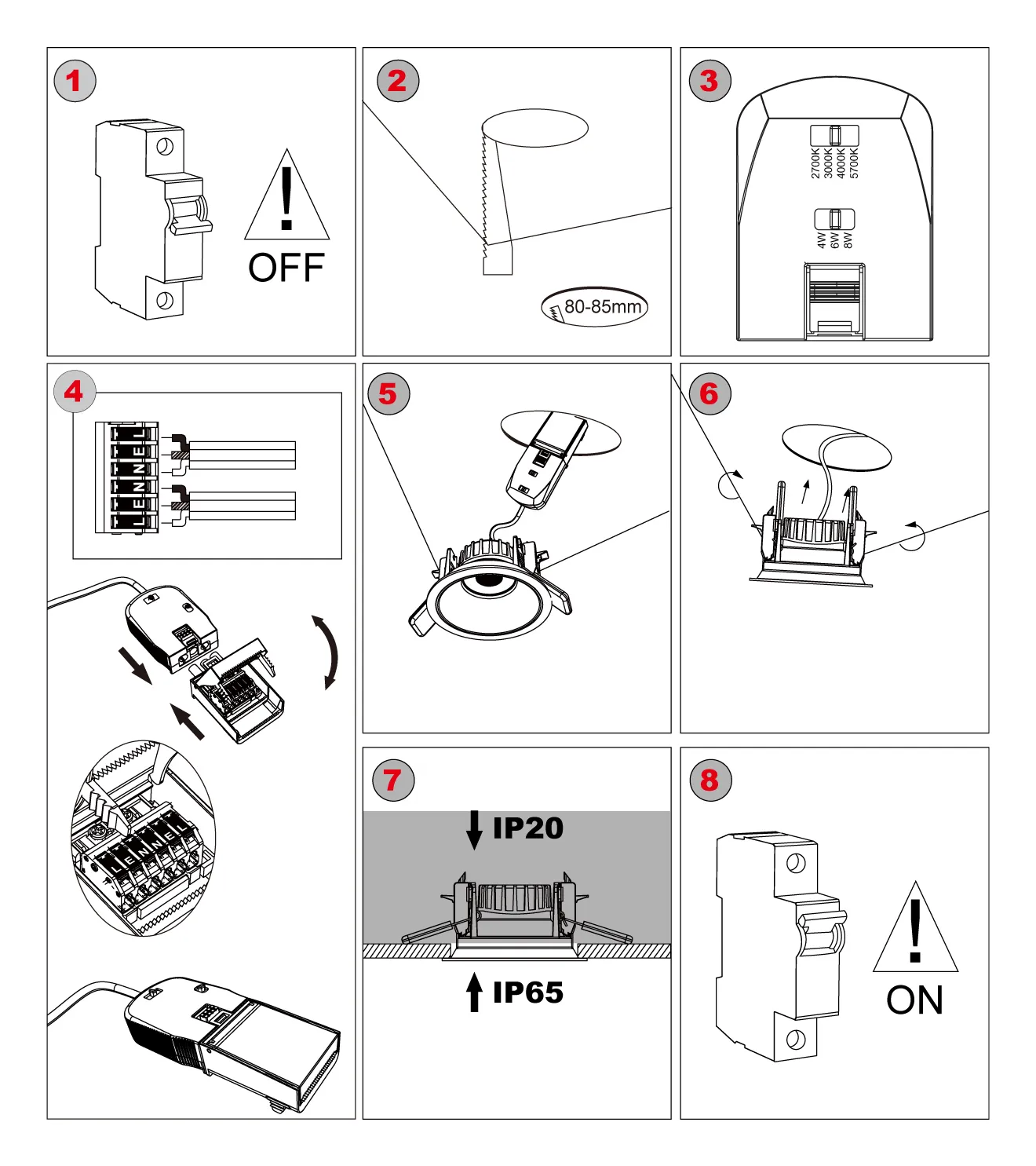 anti glare fire Rated LED downlight spotlight installation steps