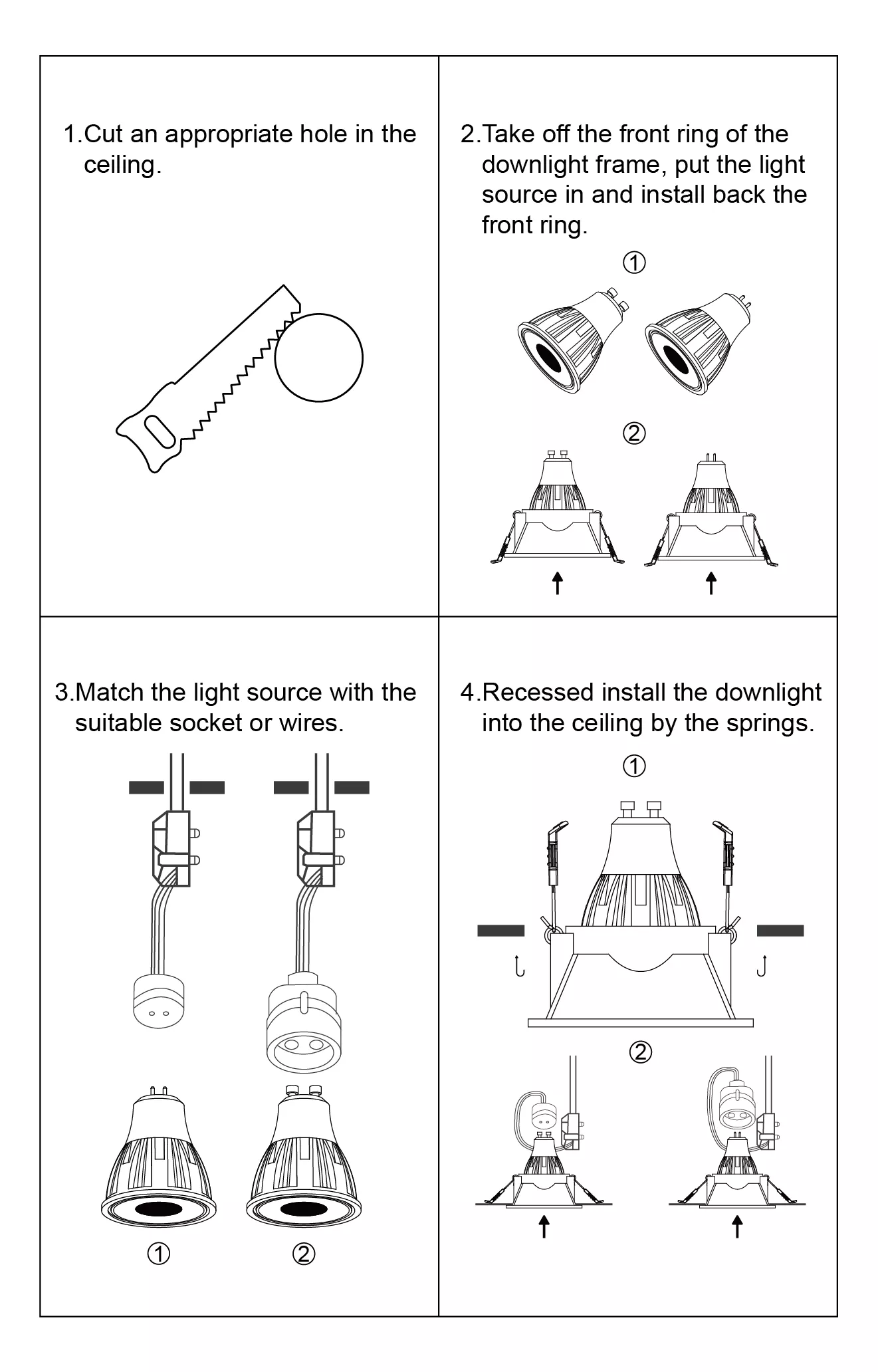 downlight Square fitting installation