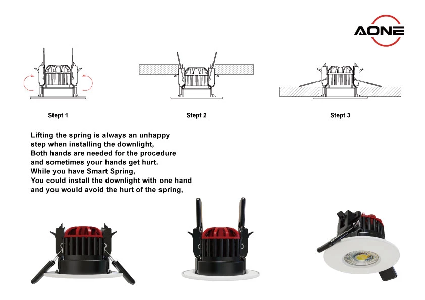Smart Quick-Lock Springs Downlights installation in three steps