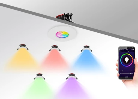 Tuya smart control downlight, RGB CW WW adjustable, WiFi, Bluetooth support