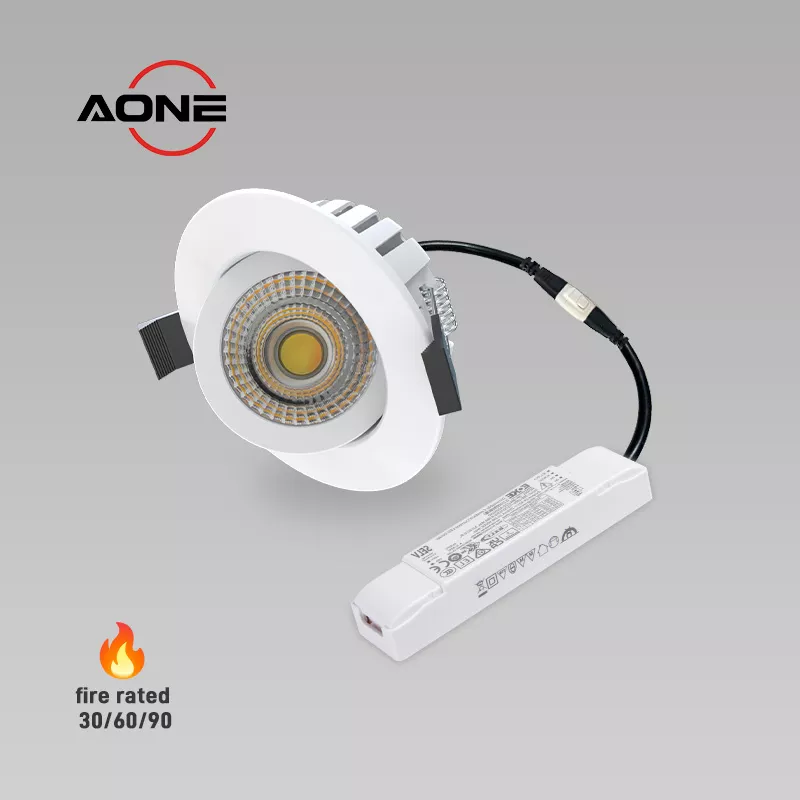 DALI Downlight Adjustable ± 90° Dimmable IP65 Fire Rated COB CRI>90+ DL127-7P 