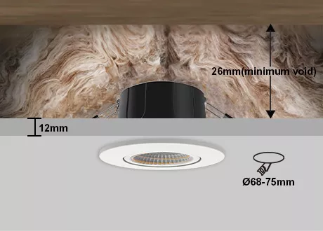  downlight coverable cutout 68-75mm