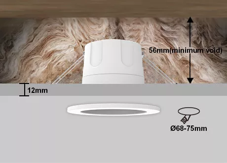 downlight coverable cutout 68-75mm