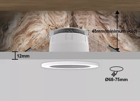 downlight coverable cutout 68-75mm