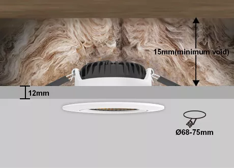 downlight coverable cutout 68-75mm