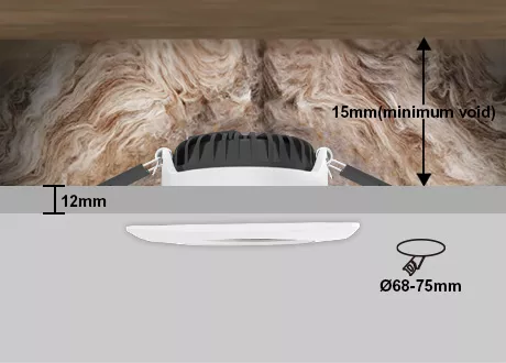 downlight coverable cutout 68-75mm