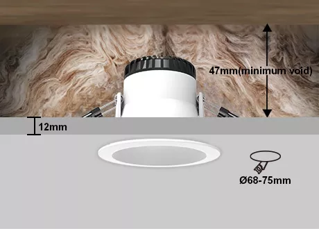 downlight coverable cutout 68-75mm